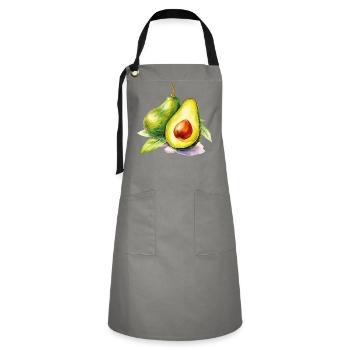 Avocado Aquarell Frische - Kontrastschürze - Grau/Schwarz - Vorne - Zoe (177cm)
