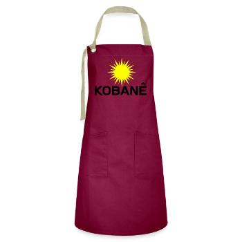 Kobane_Kurdistan_Sonne - Artisan Apron - burgundy / desert sand - Front - Zoe (177cm)