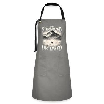 They Survived He Lived Penguin Meme Existential - Artisan Apron - grey/black - Front - Zoe (177cm)