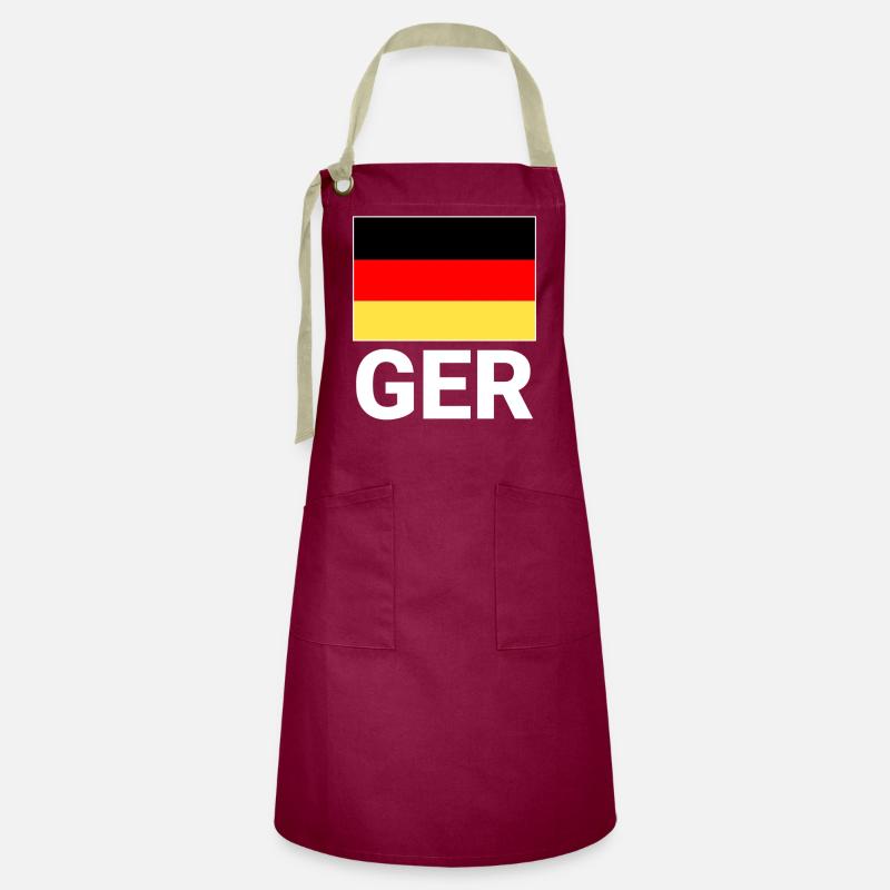 Germany flag with CEFR abbreviation - Artisan Apron - burgundy / desert sand