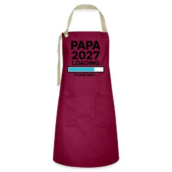 Daddy-to-be 2027 Loading - Artisan Apron - burgundy / desert sand - Front - Zoe (177cm)