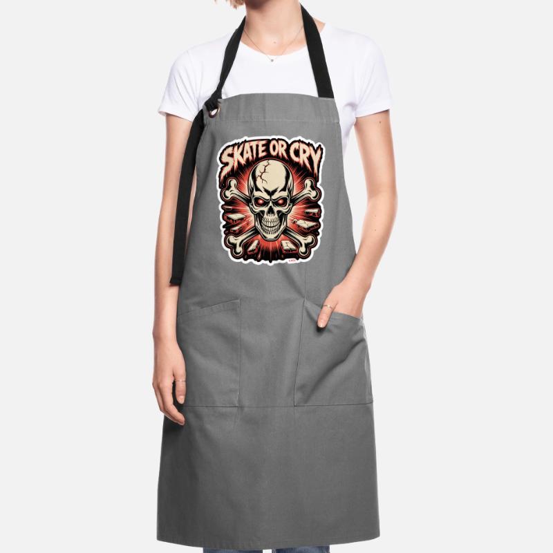 Skate- oder Cry-Skull-Tee-Design Kontrastschürze