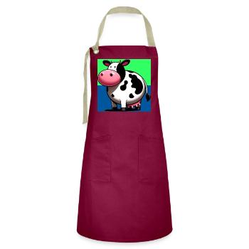 cow - Artisan Apron - burgundy / desert sand - Front - Zoe (177cm)