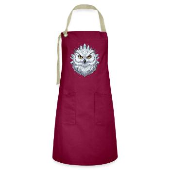 Eiskristall Eulenportrait - Artisan Apron - burgundy / desert sand - Front - Zoe (177cm)