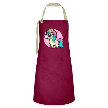 Poney arcenciel lunettes glam - Tablier contrasté - bordeaux/sable - Devant - Zoe (177cm)