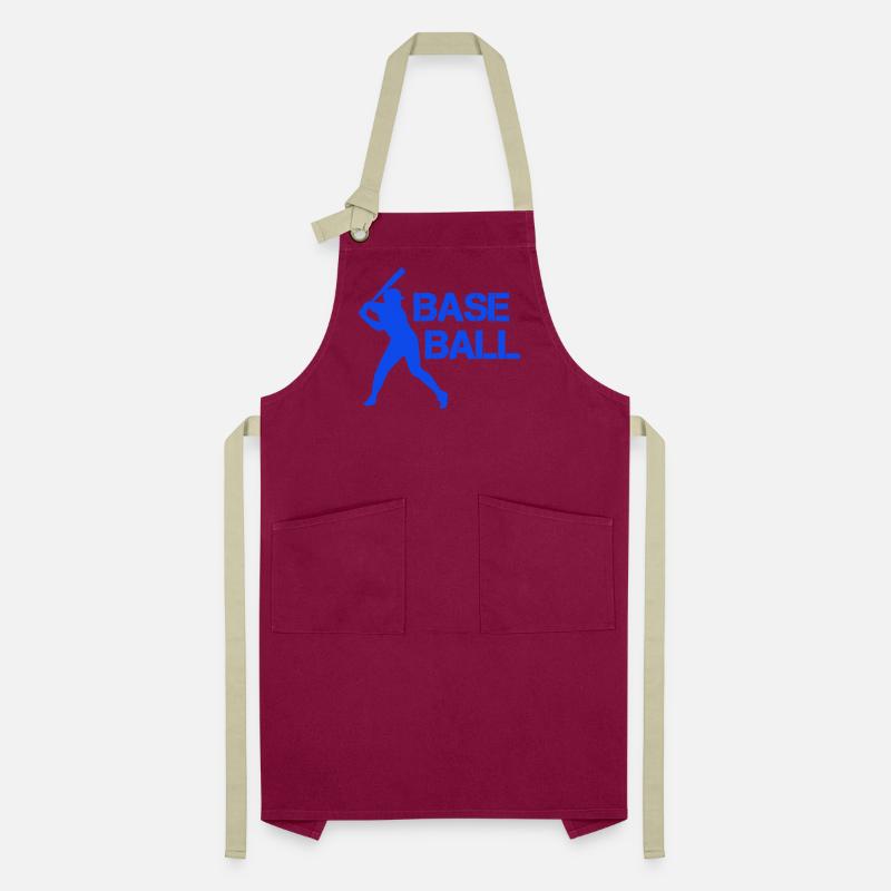 Silhouette de baseball en bleu éclat Tablier contrasté