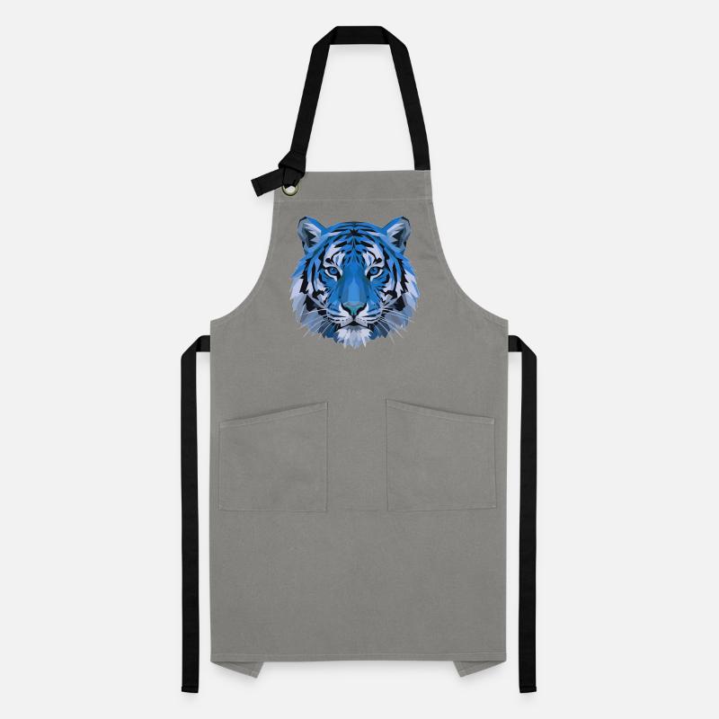 Blauer Polygon-Tiger Kopf Kontrastschürze