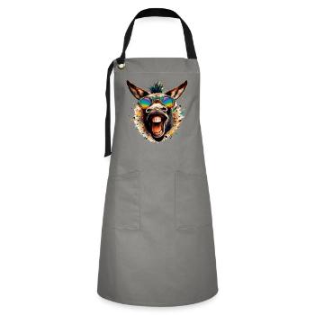 ASS CRAZY HORSE COLORFUL HIPPIE GRASS PARTY DONKEY - Artisan Apron - grey/black - Front - Zoe (177cm)