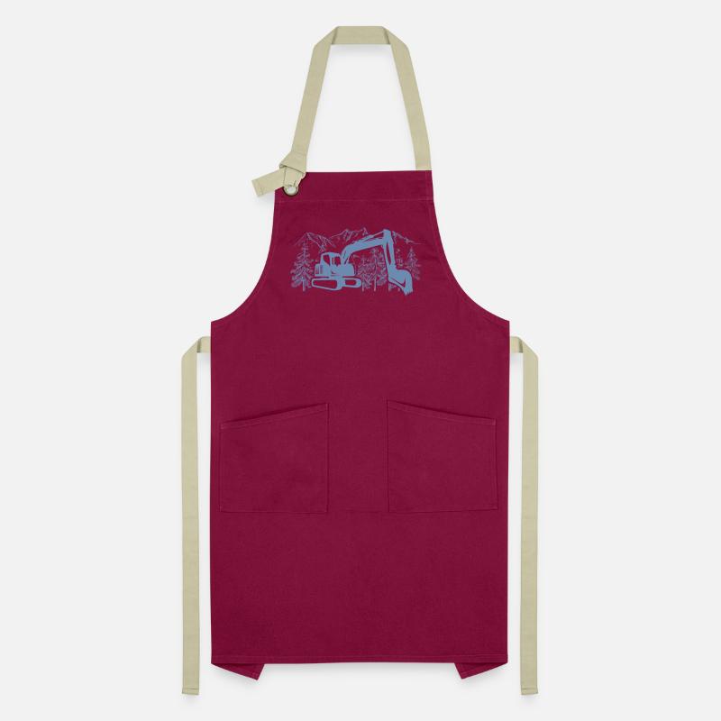 Excavator Silhouette Construction Equipment Operator Work Artisan Apron