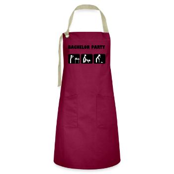Bachelor celebration - Artisan Apron - burgundy / desert sand - Front - Zoe (177cm)