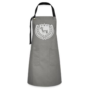 Man relaxes laurel wreath icon - Artisan Apron - grey/black - Front - Zoe (177cm)
