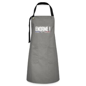Enorme ! comme ma connerie humour made in Fr. - Tablier contrasté - gris/noir - Devant - Zoe (177cm)