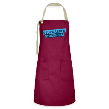 Djurgården Stockholm Text Block - Artisan Apron - burgundy / desert sand - Front - Zoe (177cm)