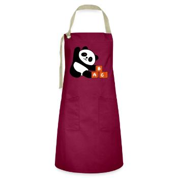 Panda cubique avec des lettres - Tablier contrasté - bordeaux/sable - Devant - Zoe (177cm)