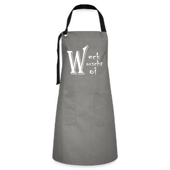 Weck Worscht Woi - Kontrastschürze - Grau/Schwarz - Vorne - Zoe (177cm)