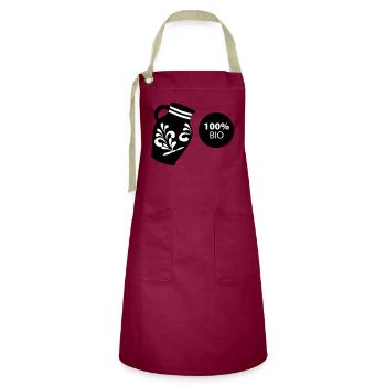 Bembel 100% BIO #ShirtShop #Hessen #FFM - Artisan Apron - burgundy / desert sand - Front - Zoe (177cm)