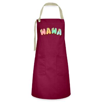 Maman design rétro dans le style bubblegum comme cadeau - Tablier contrasté - bordeaux/sable - Devant - Zoe (177cm)