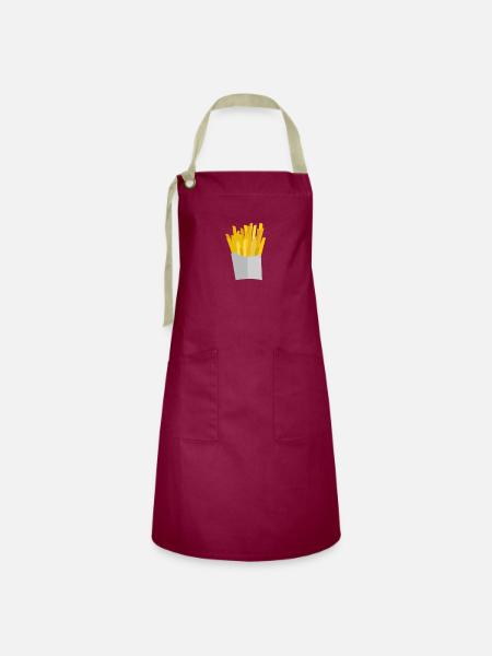 Pommes - Kontrastschürze - Burgunderrot / Sandfarben
