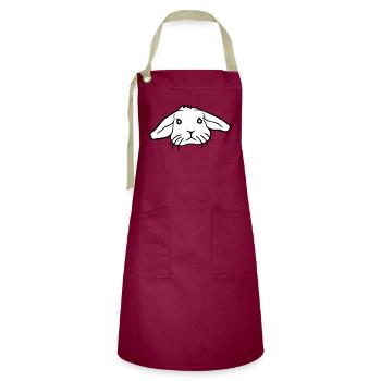 Hase Kaninchen Häschen Nagetier Kleintier niedlich - Kontrastschürze - Burgunderrot / Sandfarben - Vorne - Zoe (177cm)