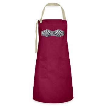 Folded Checkered Patterns - Artisan Apron - burgundy / desert sand - Front - Zoe (177cm)