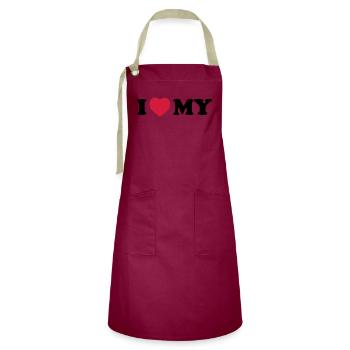 I love my - Tablier contrasté - bordeaux/sable - Devant - Zoe (177cm)
