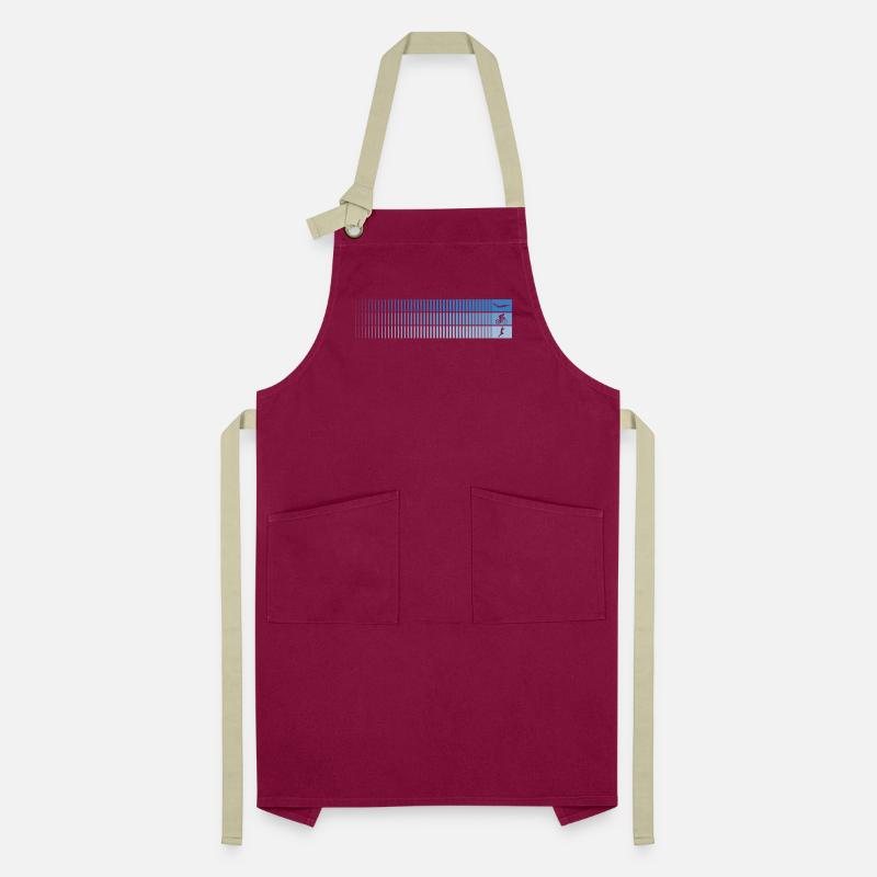 Azure Gradient Barcode Bird Artisan Apron