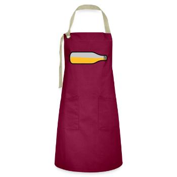 Lying beer bottle - Artisan Apron - burgundy / desert sand - Front - Zoe (177cm)