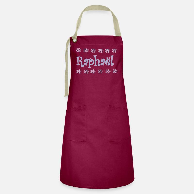 Raphael Floral Script - Artisan Apron - burgundy / desert sand