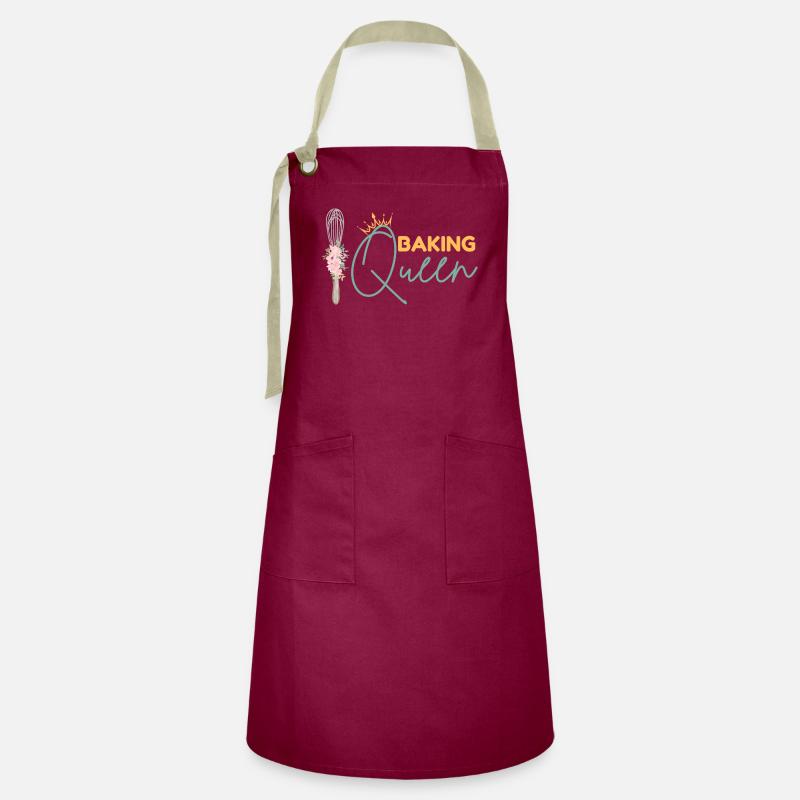 Baking Queen customizable - Artisan Apron - burgundy / desert sand
