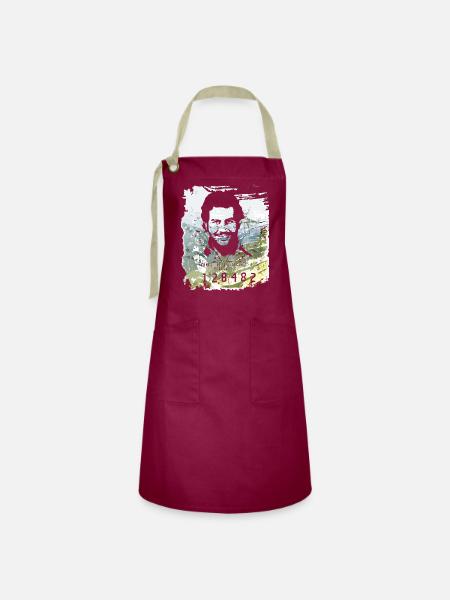 Pablo Escobar distressed - Kontrastschürze - Burgunderrot / Sandfarben