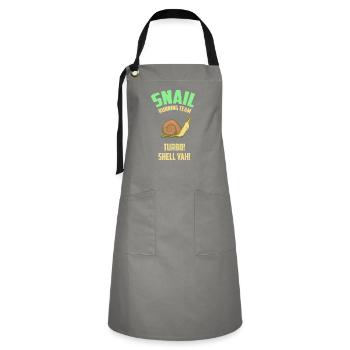 Escargot équipe en cours - escargot - cadeau - Tablier contrasté - gris/noir - Devant - Zoe (177cm)