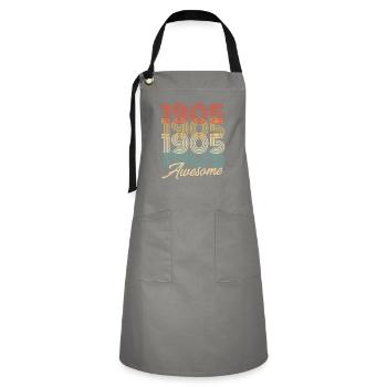 Funny Birthday Awesome 1905 - Kontrastschürze - Grau/Schwarz - Vorne - Zoe (177cm)