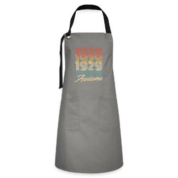 Funny Birthday Awesome 1929 - Artisan Apron - grey/black - Front - Zoe (177cm)