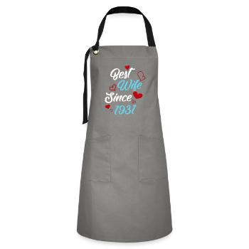 Anniversary Best Wife Since 1931 Wedding - Artisan Apron - grey/black - Front - Zoe (177cm)