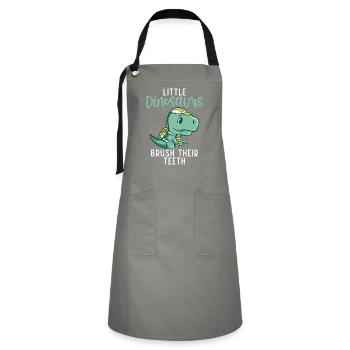 Dinosaur Gift Dino Lover Gift - Artisan Apron - grey/black - Front - Zoe (177cm)