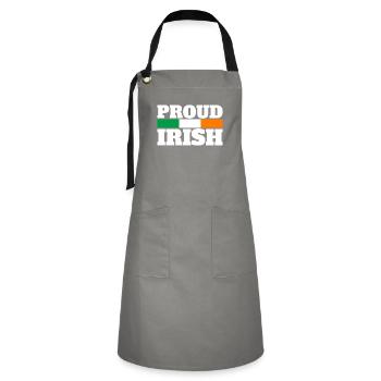 Proud Irish Irland Irische Flagge Stolzer Ire - Kontrastschürze - Grau/Schwarz - Vorne - Zoe (177cm)