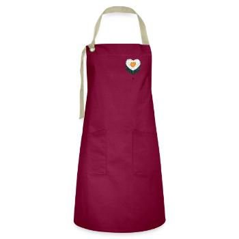 Sushi Love I - Kontrastschürze - Burgunderrot / Sandfarben - Vorne - Zoe (177cm)