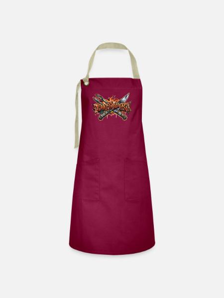 Chefgriller - Kontrastschürze - Burgunderrot / Sandfarben