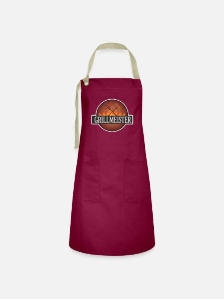 Grillmeister - Kontrastschürze - Burgunderrot / Sandfarben