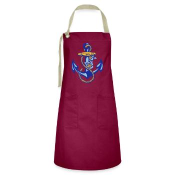 sailor*anchor - Kontrastschürze - Burgunderrot / Sandfarben - Vorne - Zoe (177cm)