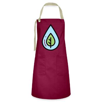 Water Drop Leaf Eco - Artisan Apron - burgundy / desert sand - Front - Zoe (177cm)