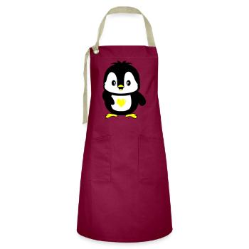 pinguin süß - Kontrastschürze - Burgunderrot / Sandfarben - Vorne - Zoe (177cm)