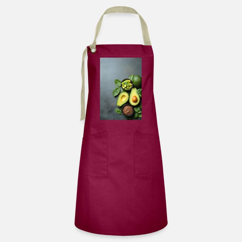 Avocado Spinach Anthracite - Artisan Apron - burgundy / desert sand