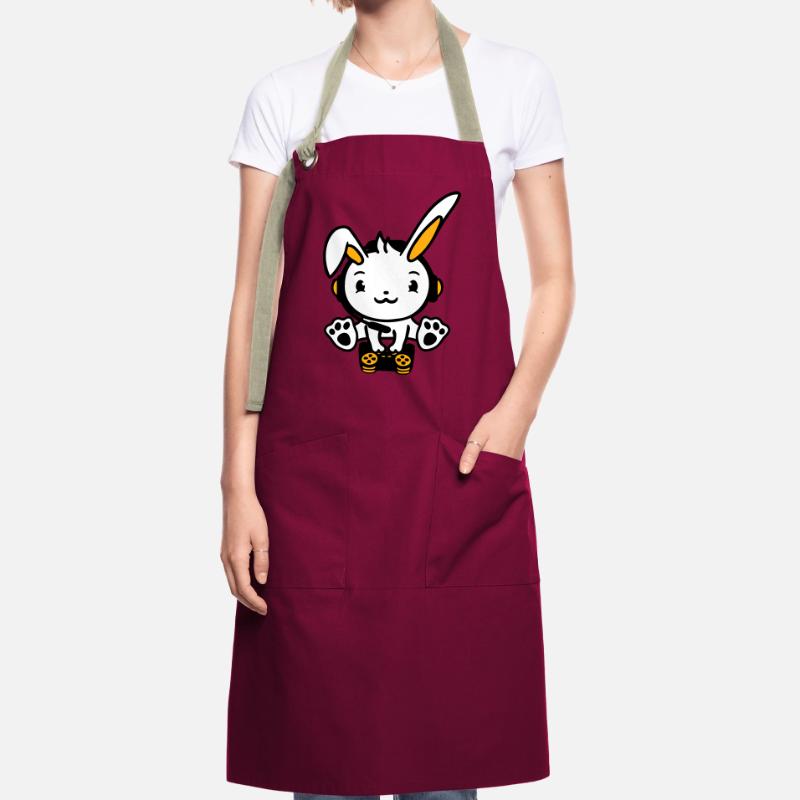 Bunny Playing Controller Console Headset Gamer Nerd Artisan Apron