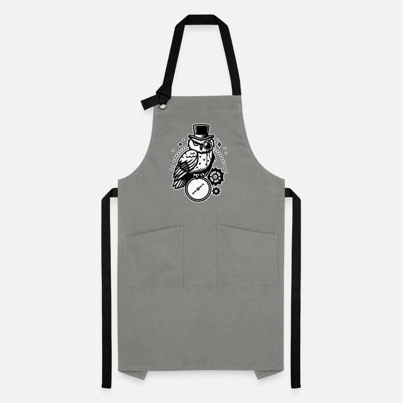 Steampunk owl and clock design Artisan Apron