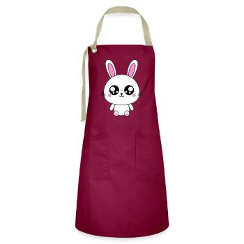Lapin mignon - Tablier contrasté - bordeaux/sable - Devant - Zoe (177cm)