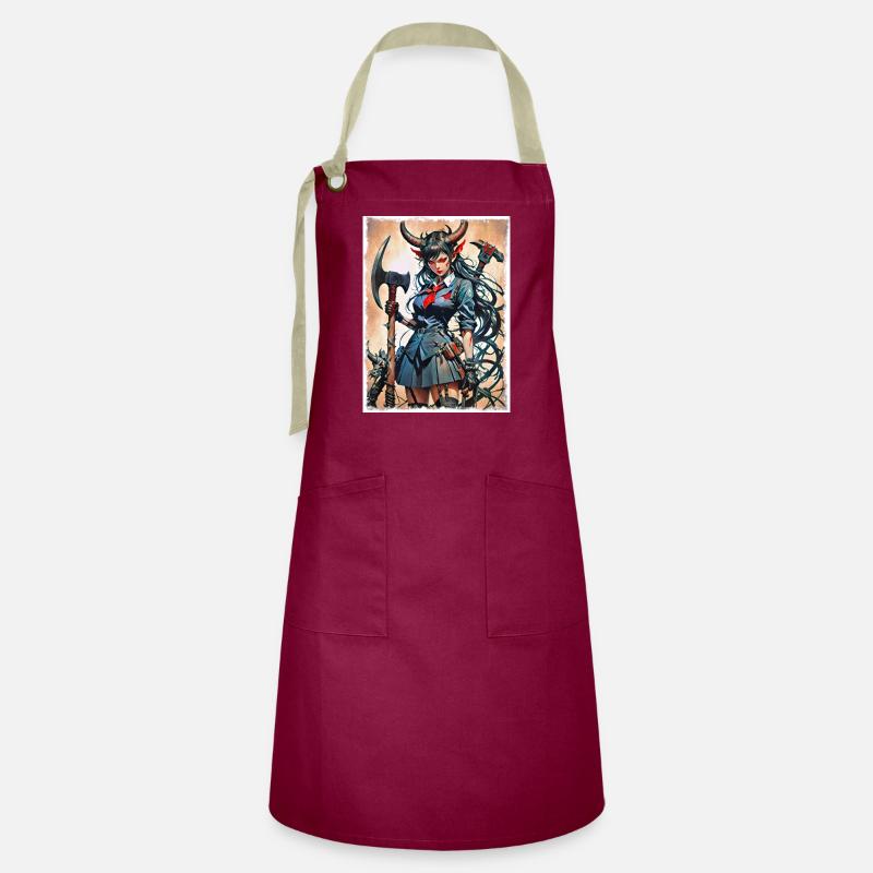 Here comes Trouble - Artisan Apron - burgundy / desert sand