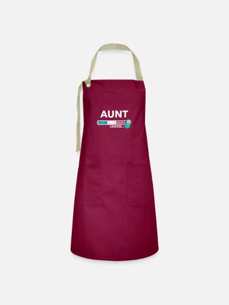 Aunt Loading - Kontrastschürze - Burgunderrot / Sandfarben