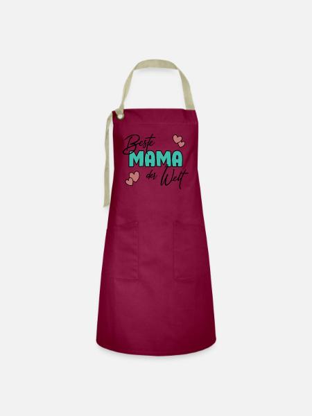 Beste Mama - Kontrastschürze - Burgunderrot / Sandfarben
