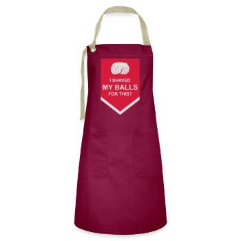 I shaved my balls - Artisan Apron - burgundy / desert sand - Front - Zoe (177cm)